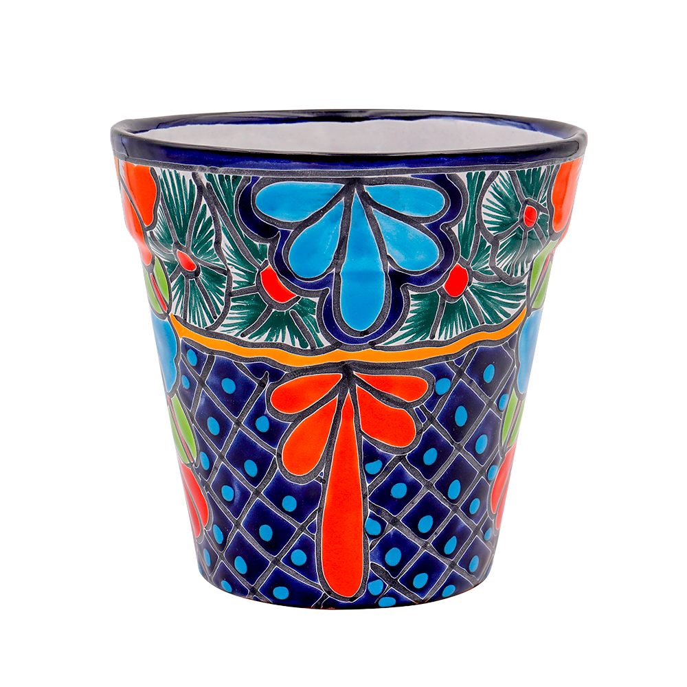 Talavera Vase Tazon H-8 W-8 Authentic Mexican Pottery Hand Painted 